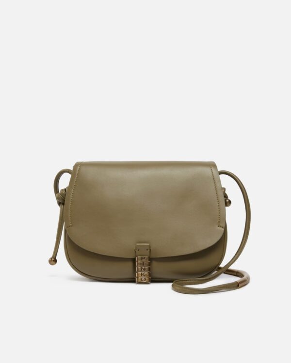 Large leather crossbody bag with knots piantagione e antique gold