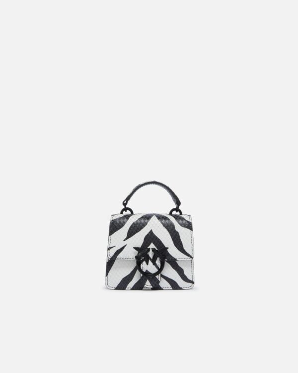 Zebra-patterned micro Love Bag bianco e nero e block color