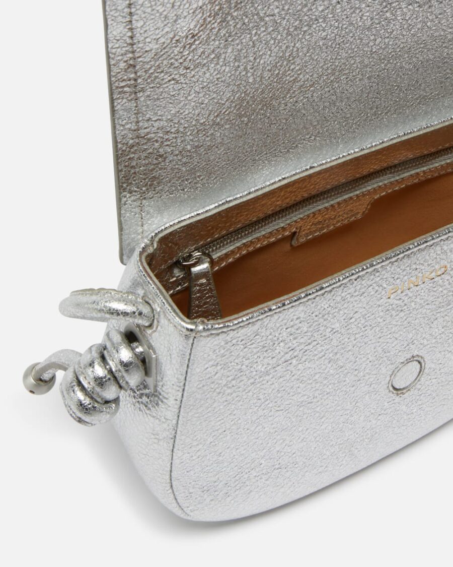 Borsa piccola a tracolla Mini Saddle Bag in pelle laminata - immagine 4