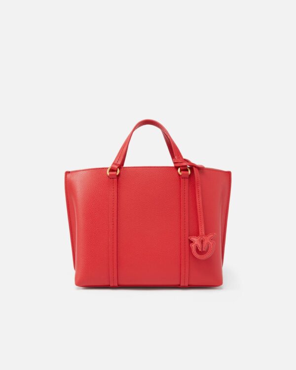 Borsa Shopper grande in pelle bottalata rosso e antique gold