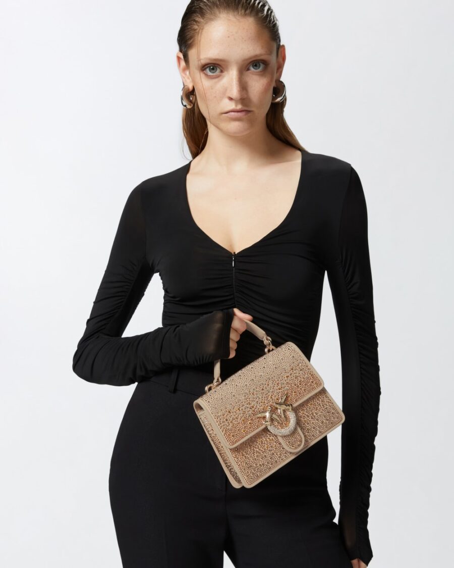 Mini Love Bag handbag with gradient-effect rhinestones - Image 6