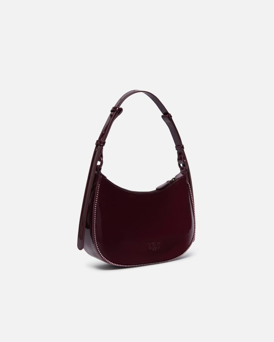 Patent leather half-moon bag with rhinestones - Image 2