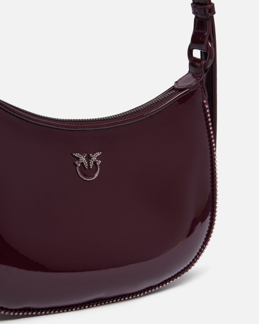 Patent leather half-moon bag with rhinestones - Image 3
