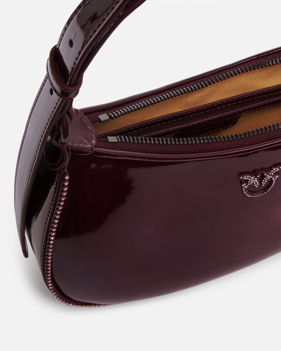 Patent leather half-moon bag with rhinestones - Image 4