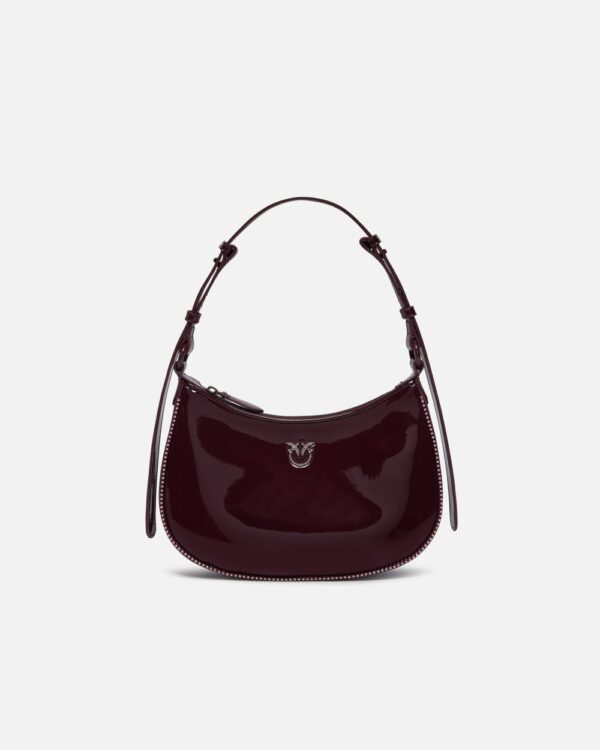 Patent leather half-moon bag with rhinestones ciocc. amaro e block color