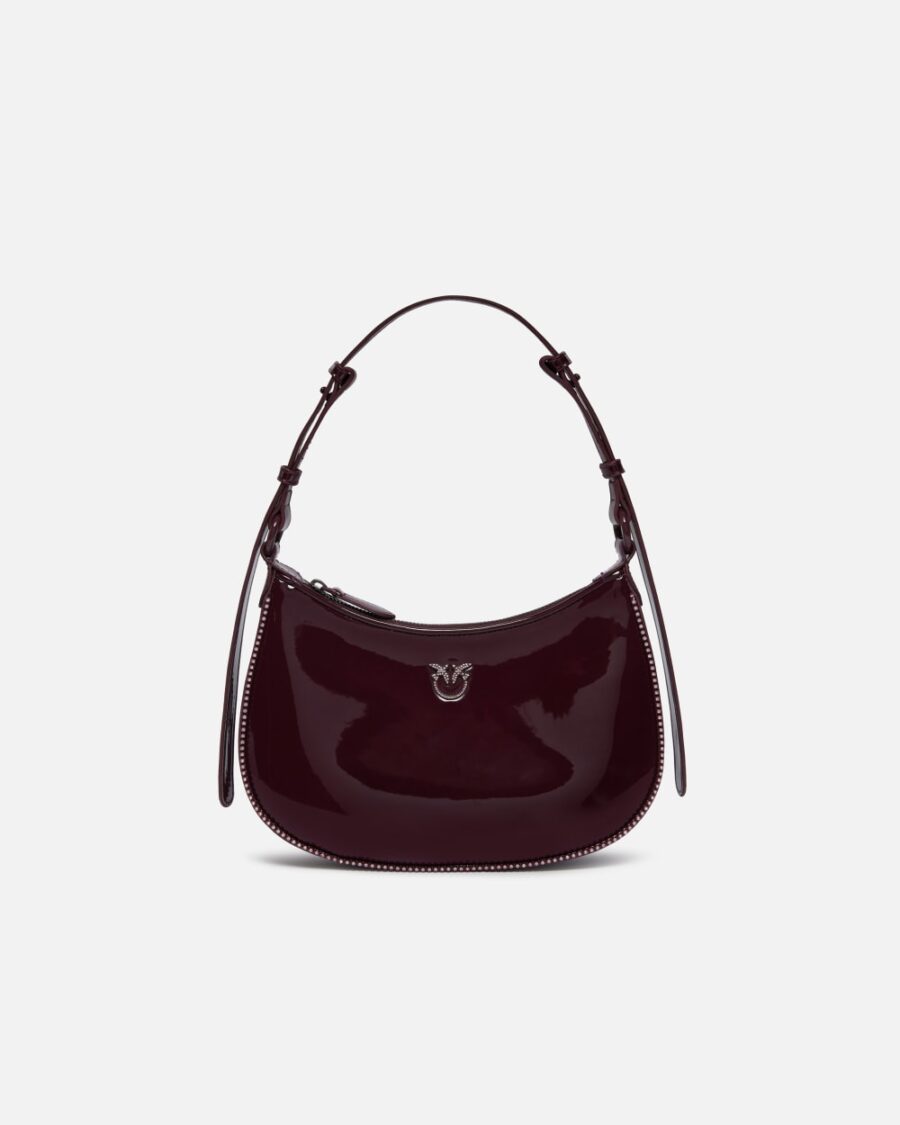 Patent leather half-moon bag with rhinestones ciocc. amaro e block color