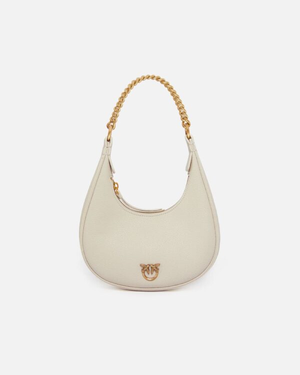 Brioche Bag rounded leather shoulder bag bianco seta e antique gold