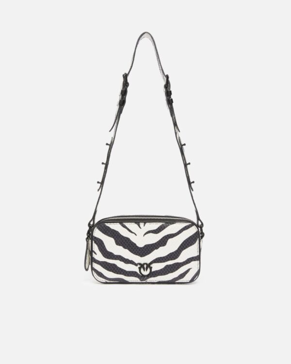 Zebra-patterned crossbody bag bianco e nero e block color