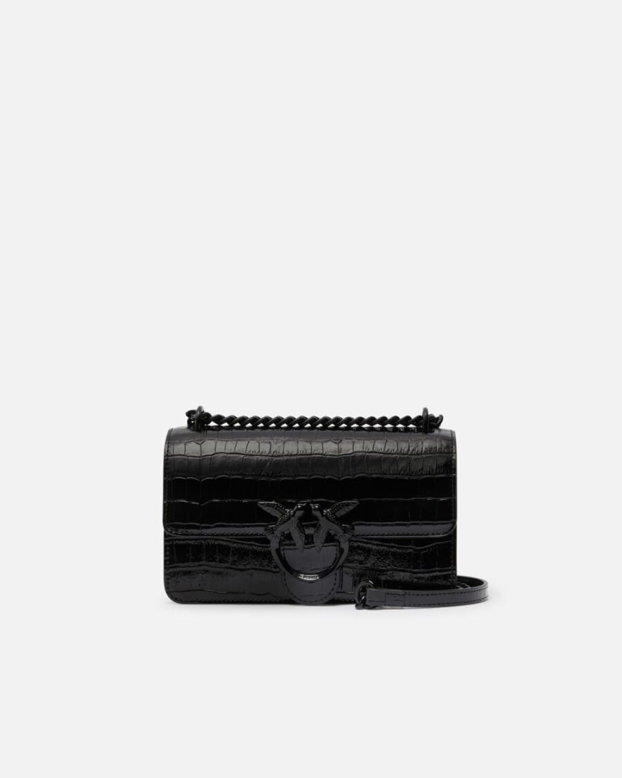 Love Bag all-black patent crossbody bag nero limousine block color