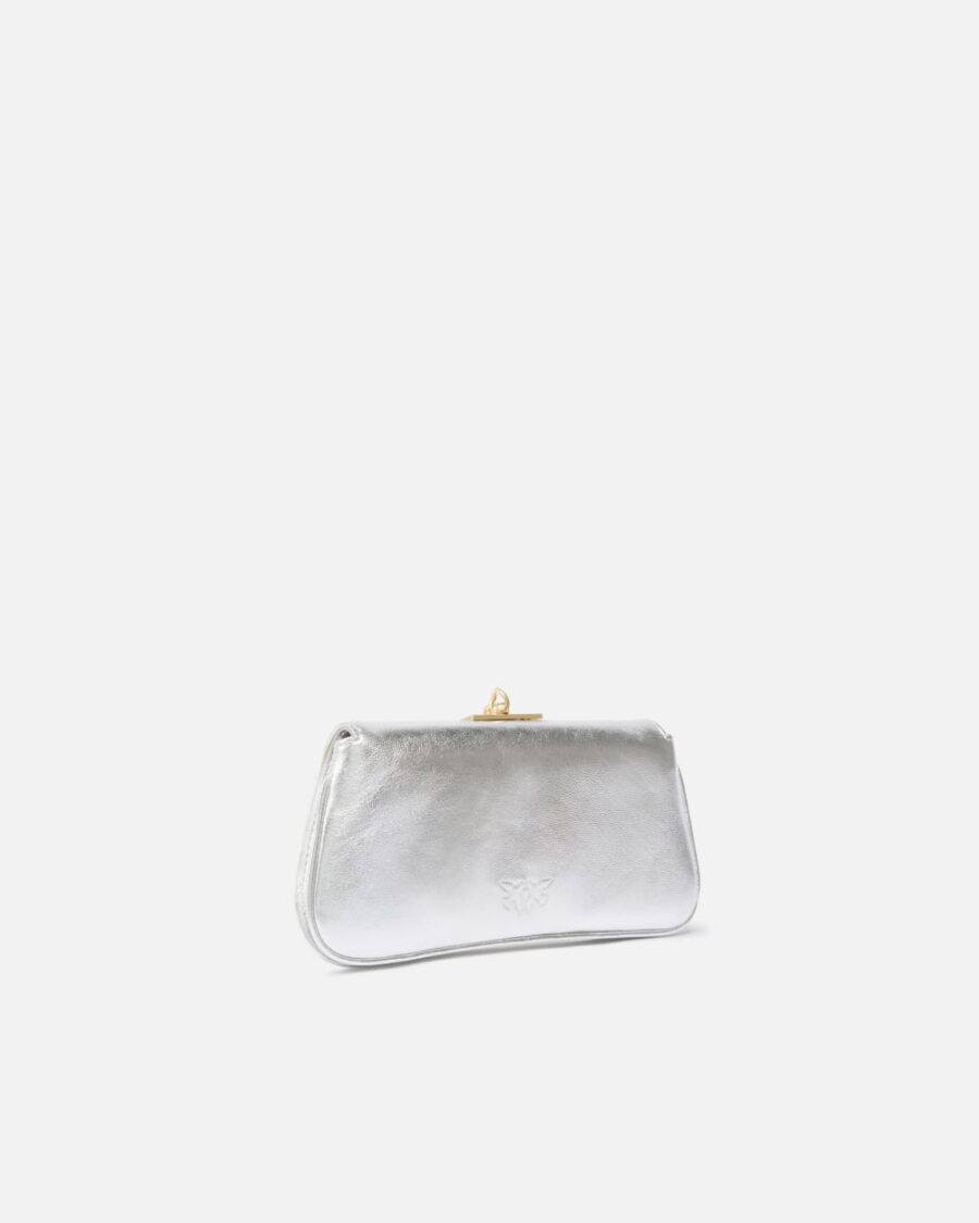 Borsetta clutch laminata con bracciale dorato - immagine 2