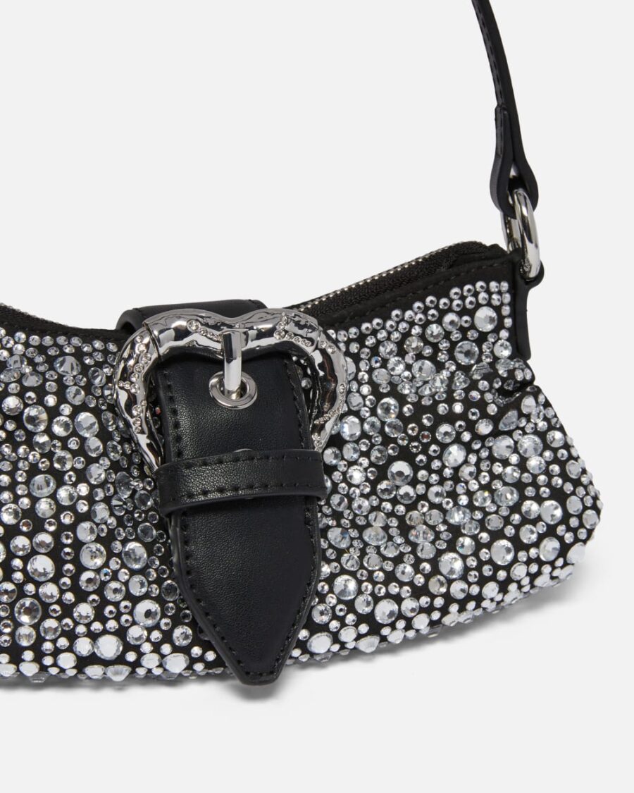 Borsetta morbida Jolene in pelle con strass - immagine 3