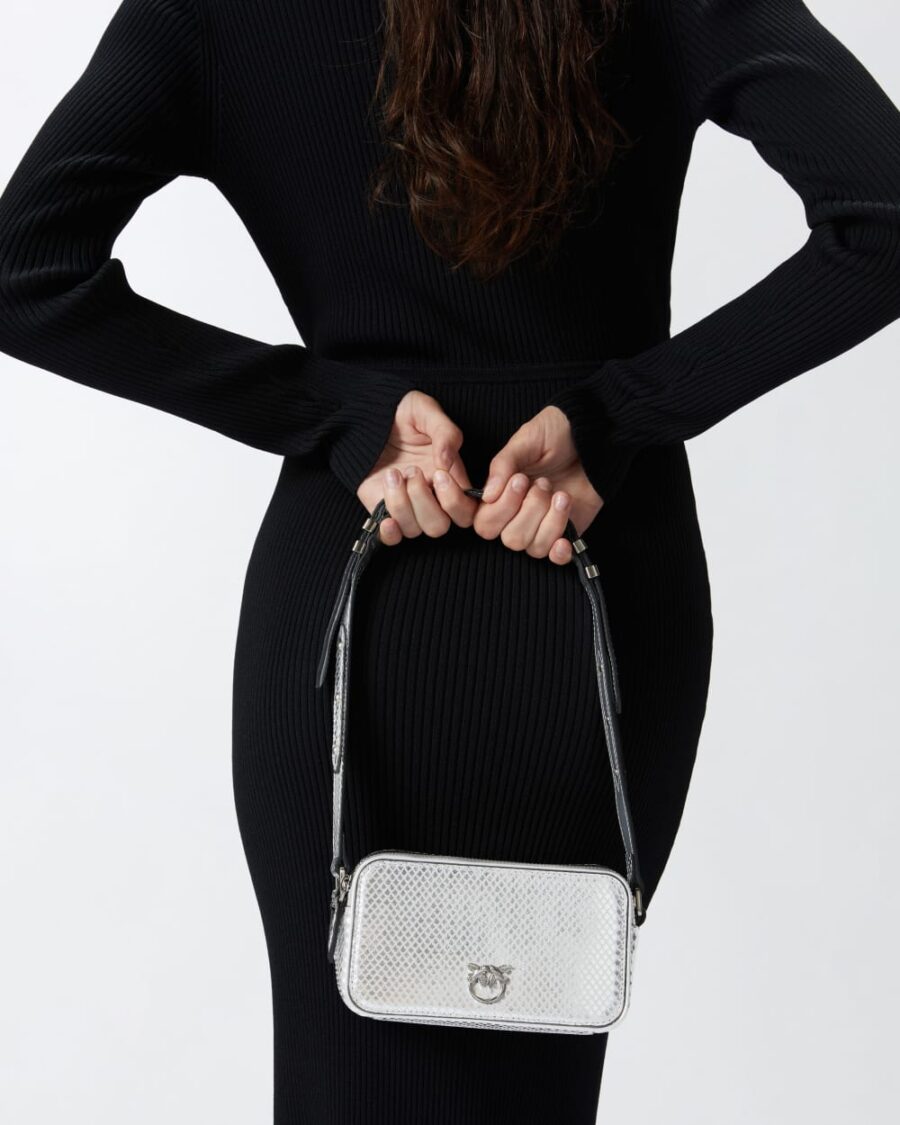 Laminated reptile-effect rectangular handbag - Image 5