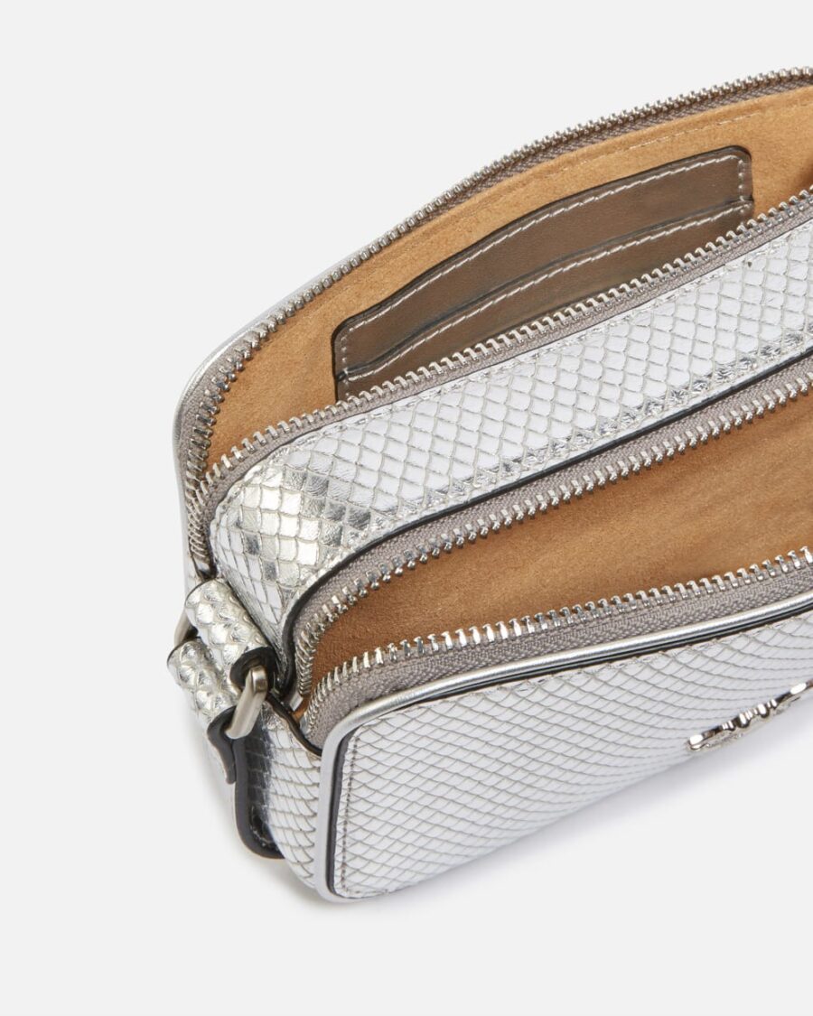 Laminated reptile-effect rectangular handbag - Image 4