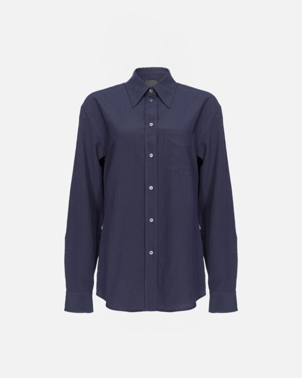 Vertical-striped shirt blu e bordeaux