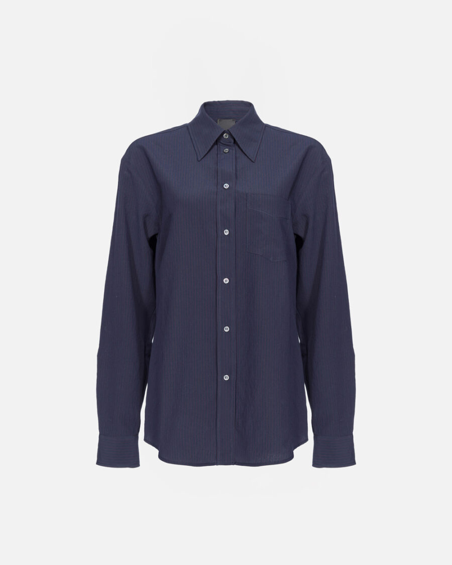 Vertical-striped shirt blu e bordeaux