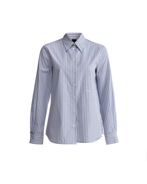 Camicia classica con bottoni e logo ricamato bianco e nero
