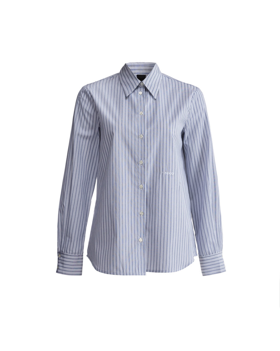 Camicia classica con bottoni e logo ricamato bianco e nero