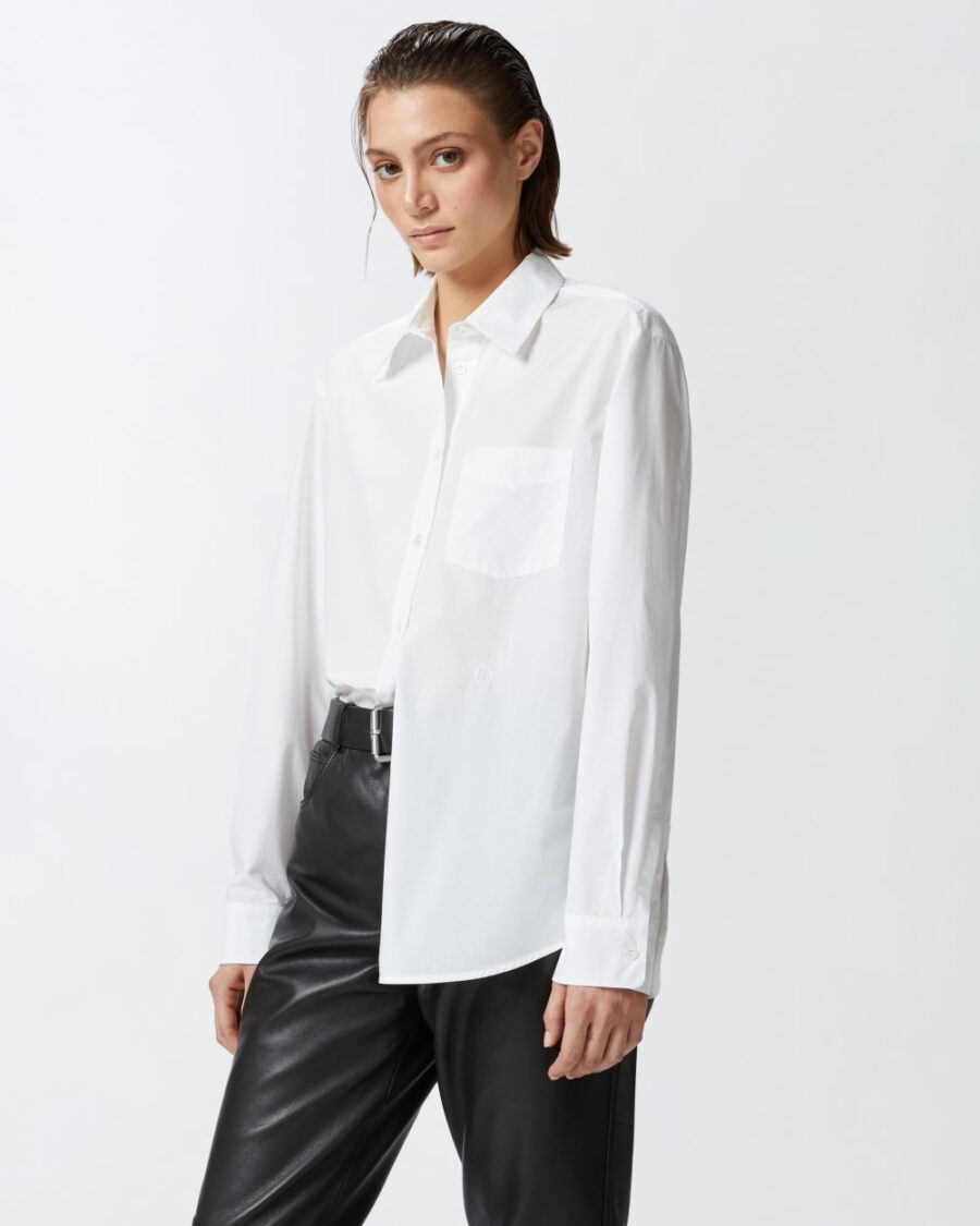 Camicia classica in popeline bianco brill.