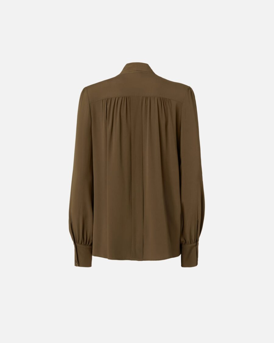 Camicia con fiocco in tessuto misto seta - immagine 2
