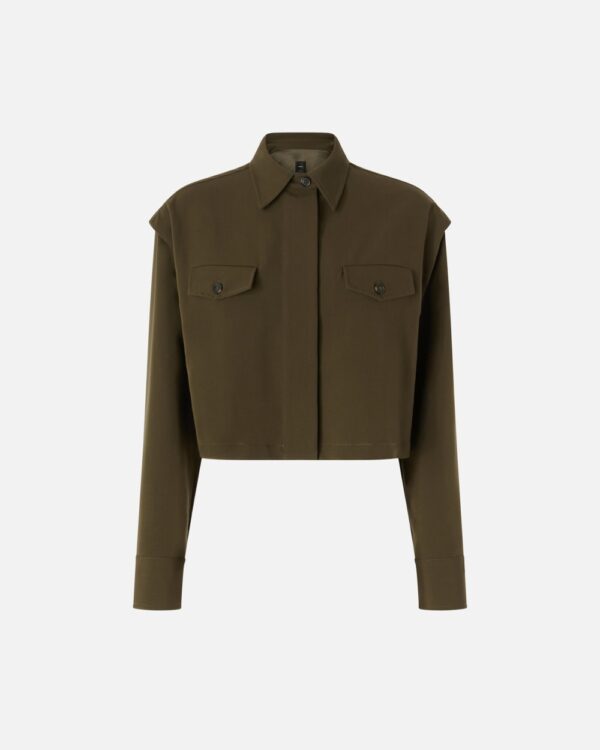 Camicia corta con taschini verde e amazzonia