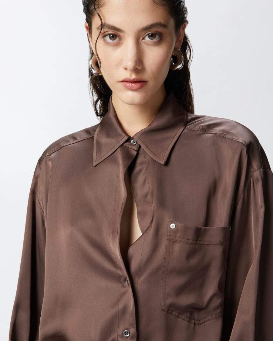 Glossy shirt with plunging neckline - Image 6
