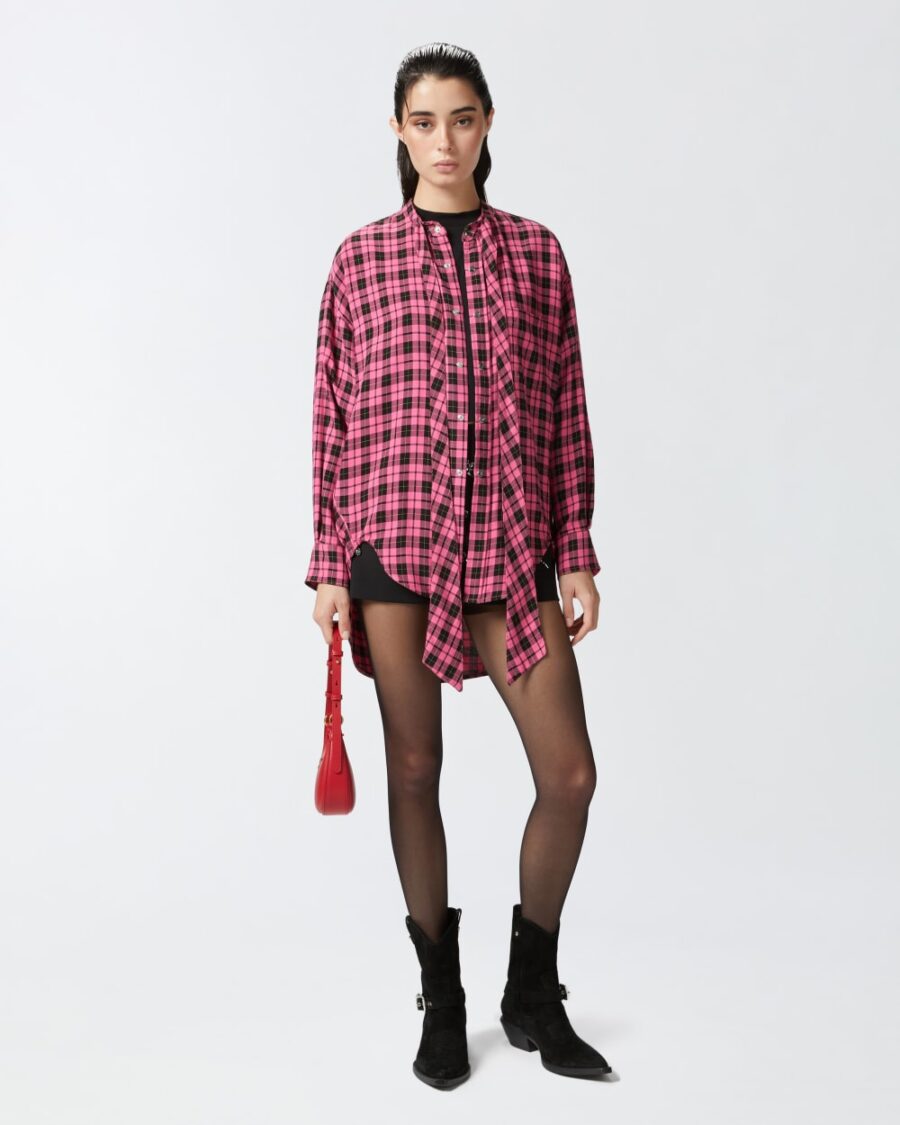 Camicia lunga a quadri con fusciacca - immagine 4