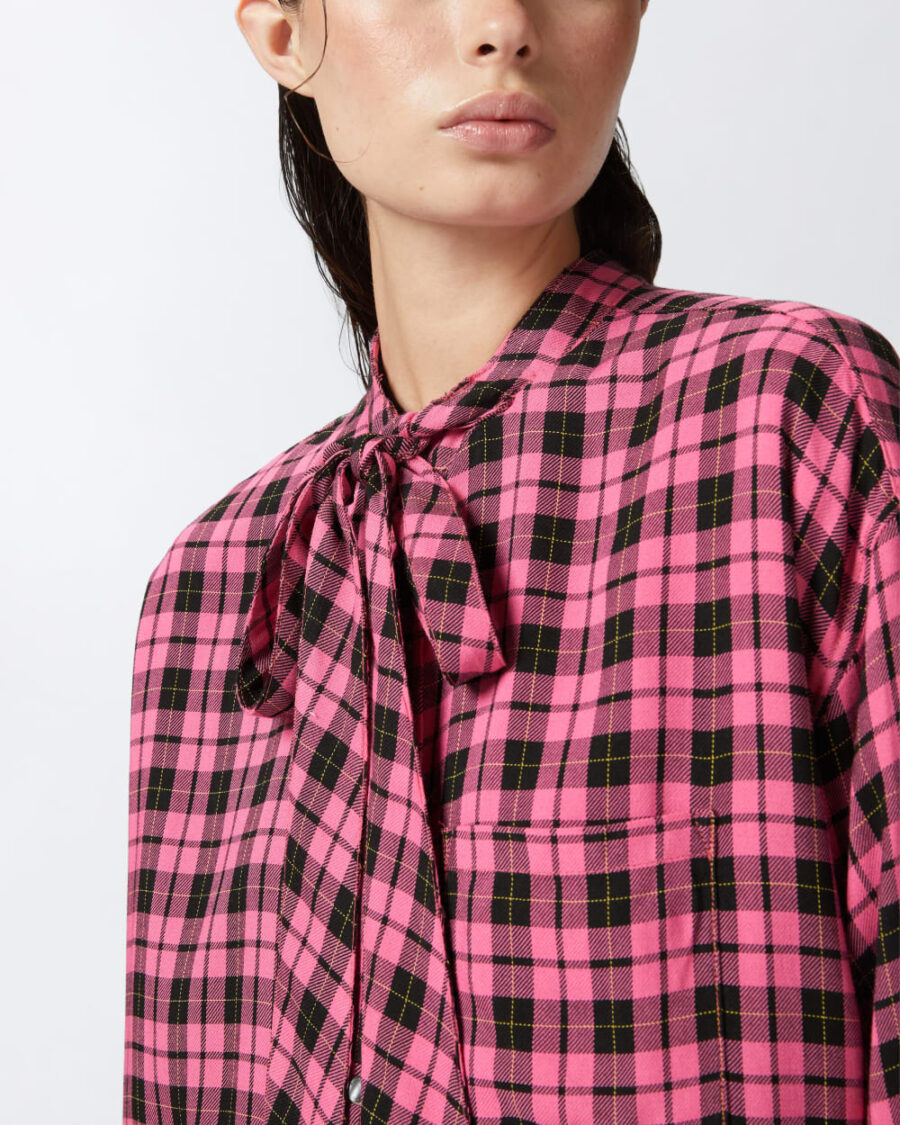 Camicia lunga a quadri con fusciacca - immagine 6