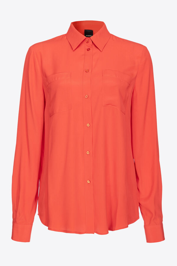 Camicia misto seta con taschini arancione surimi