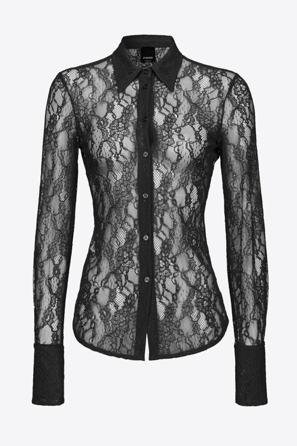 Camicia pizzo floreale nero limousine