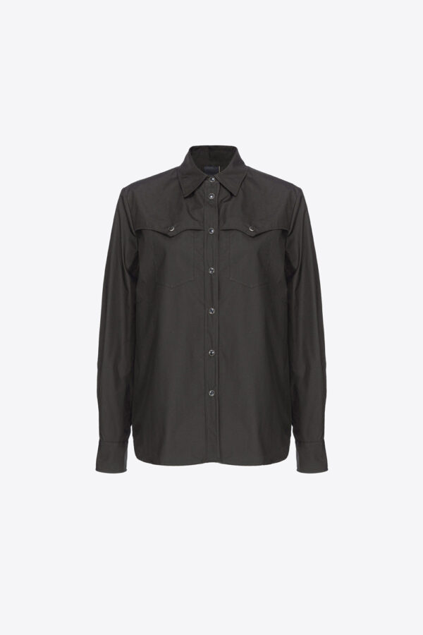 Camicia popeline con sprone a punta nero limousine