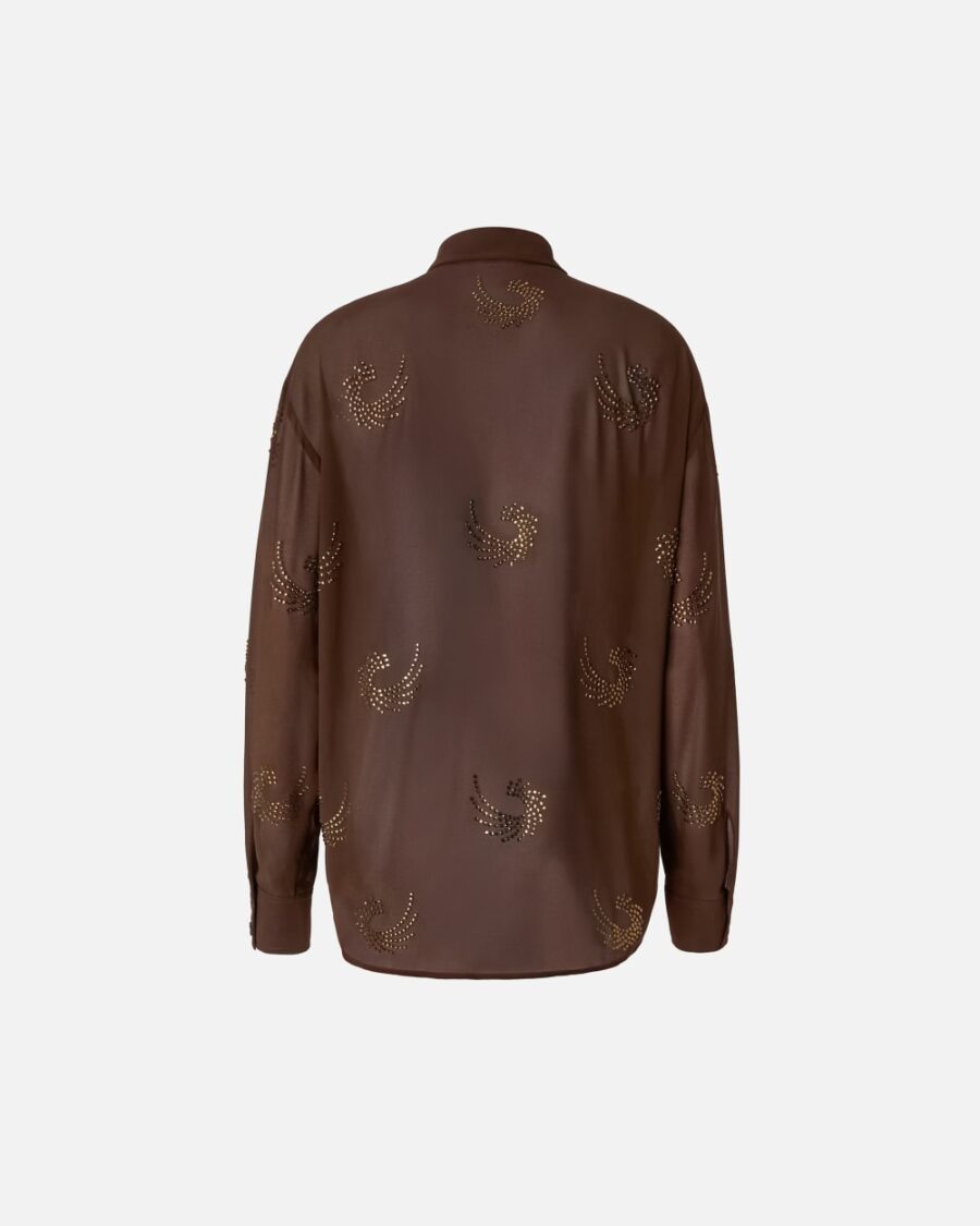 Camicia semitrasparente con vortici di strass - immagine 2
