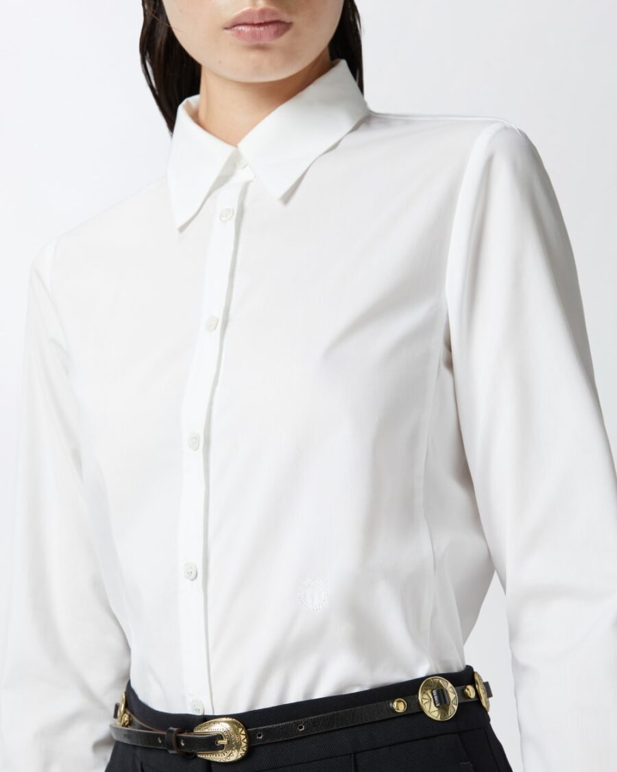Camicia slim in popeline stetch con ricamo - immagine 6