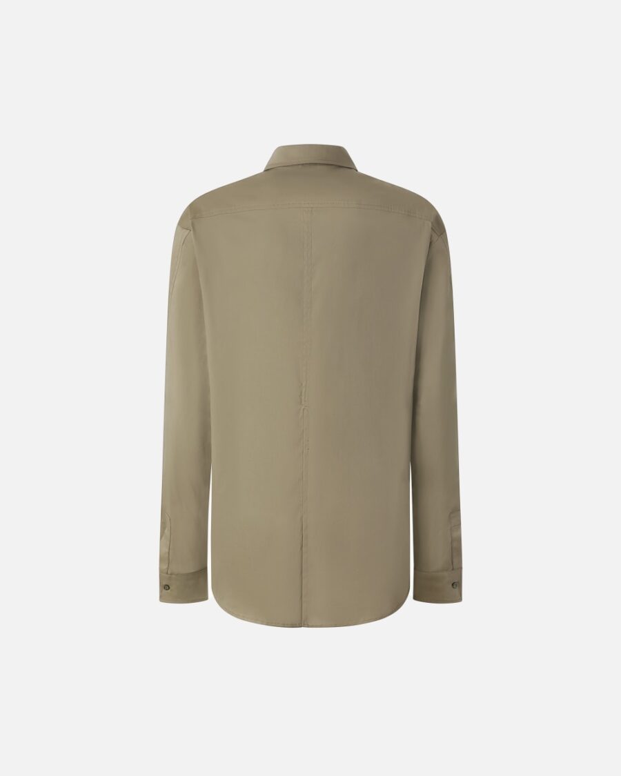 Camicia utility green in popeline stretch - immagine 2