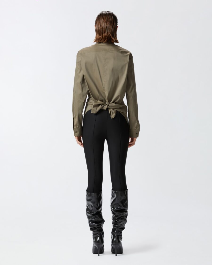 Camicia utility green in popeline stretch - immagine 5