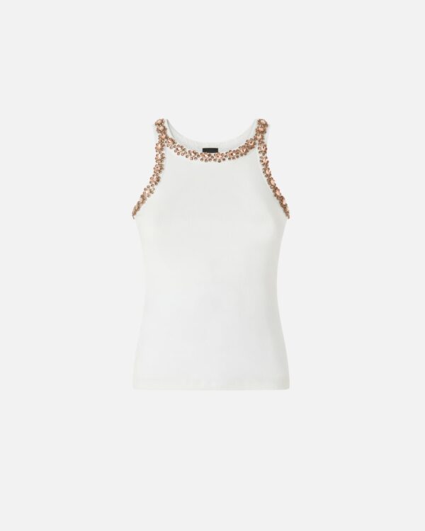 Vest top with shiny embroidery bianco brill.
