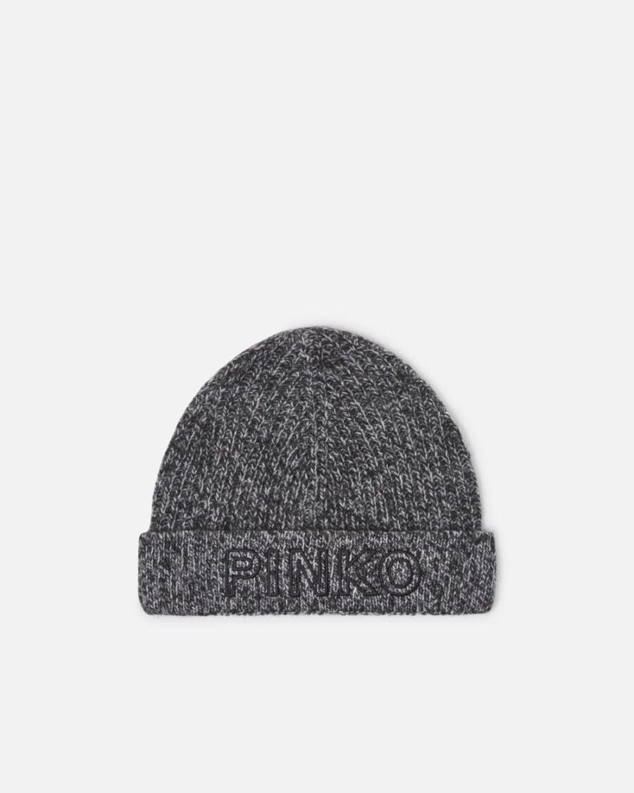 Cappello stile cuffia con ricamo logo grigio e nero e bianco