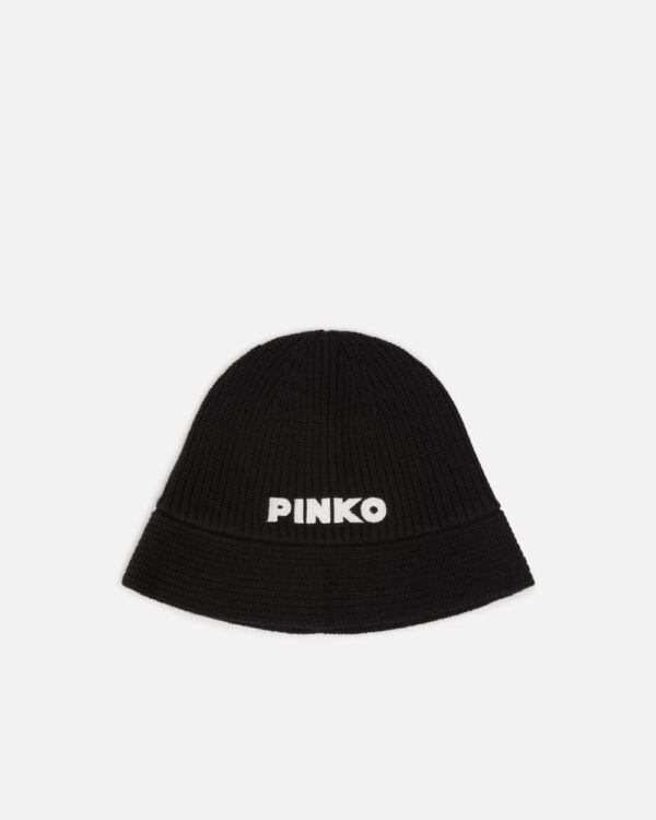 Cappello svasato in lana logo PINKO nero limousine