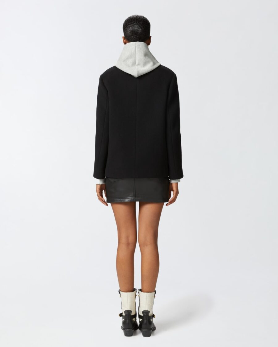 Cappotto caban corto doppiopetto in panno - immagine 5