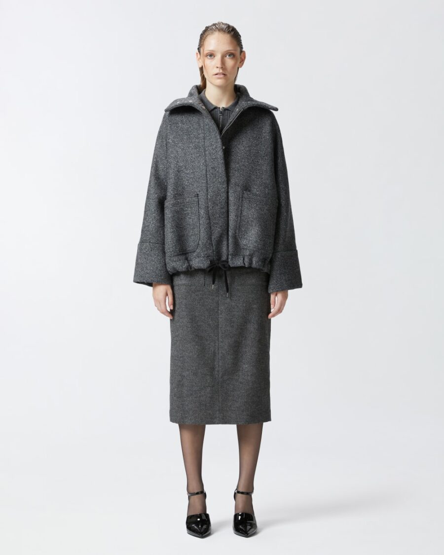 Cappotto caban in panno con collo alto - immagine 4