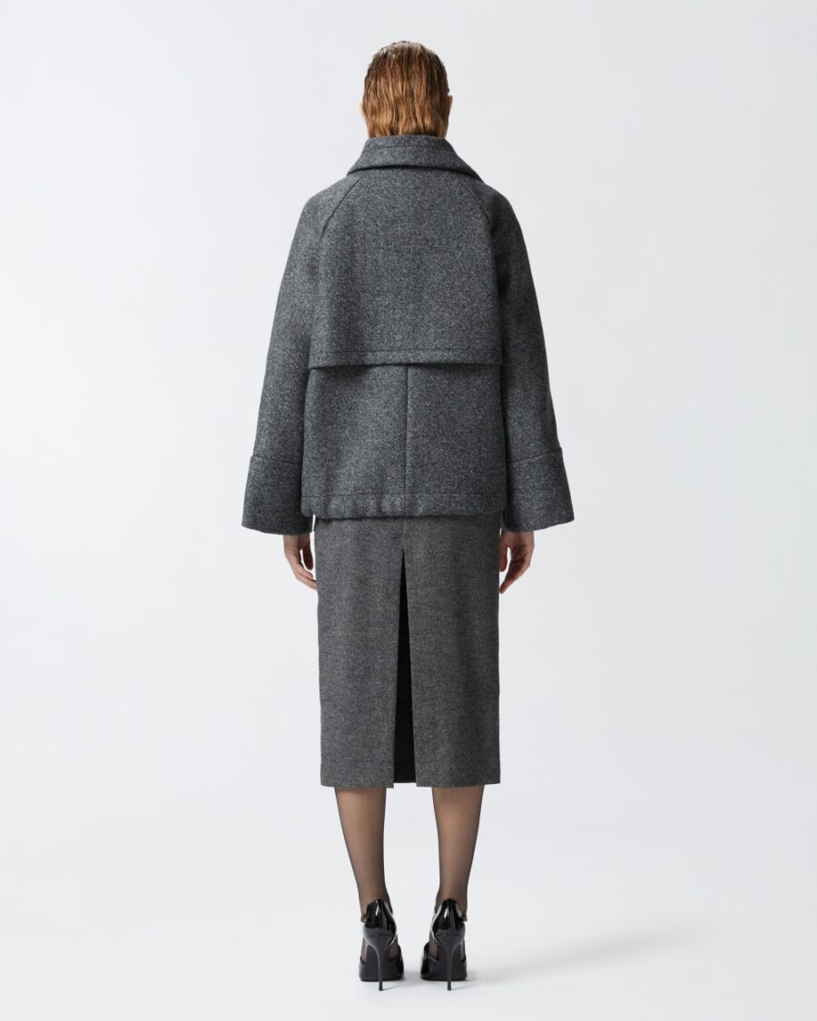 Cappotto caban in panno con collo alto - immagine 5