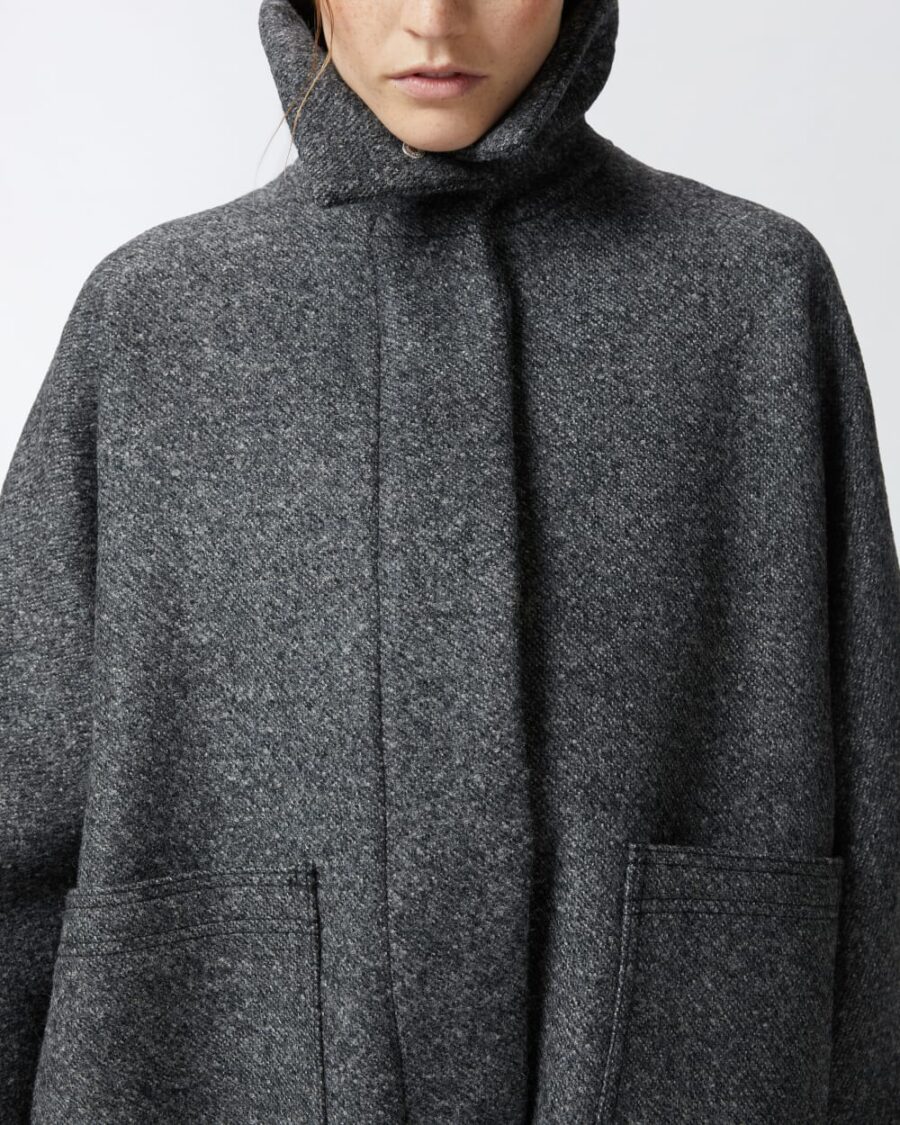 Cappotto caban in panno con collo alto - immagine 6