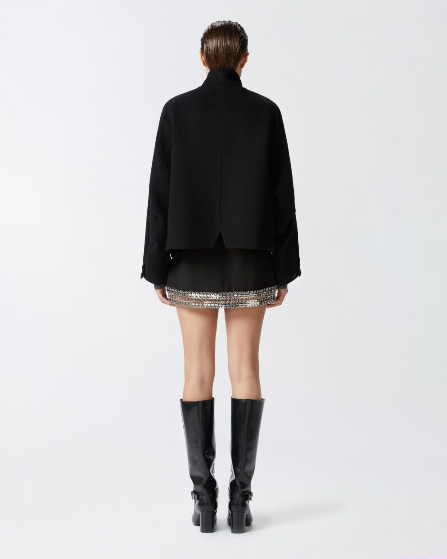 Cappotto corto in panno double a collo alto - immagine 5