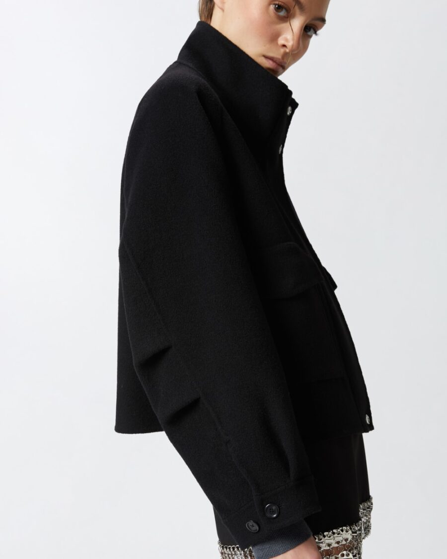 Cappotto corto in panno double a collo alto - immagine 6