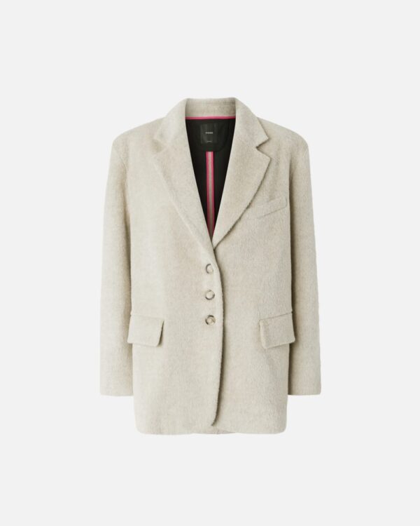 Cappotto corto monopetto in beaver beige cemento