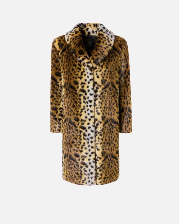 Cappotto effetto pelliccia maculata beige e nero