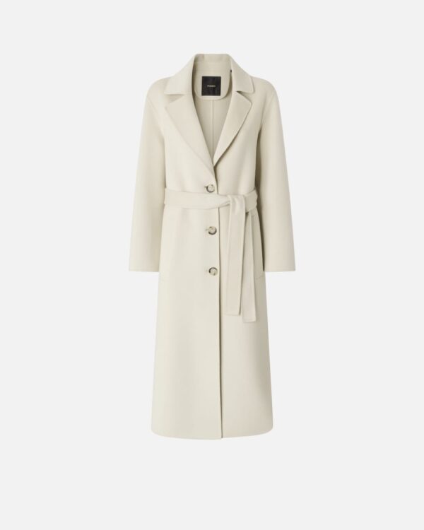 Long double-layered cloth coat with belt beige