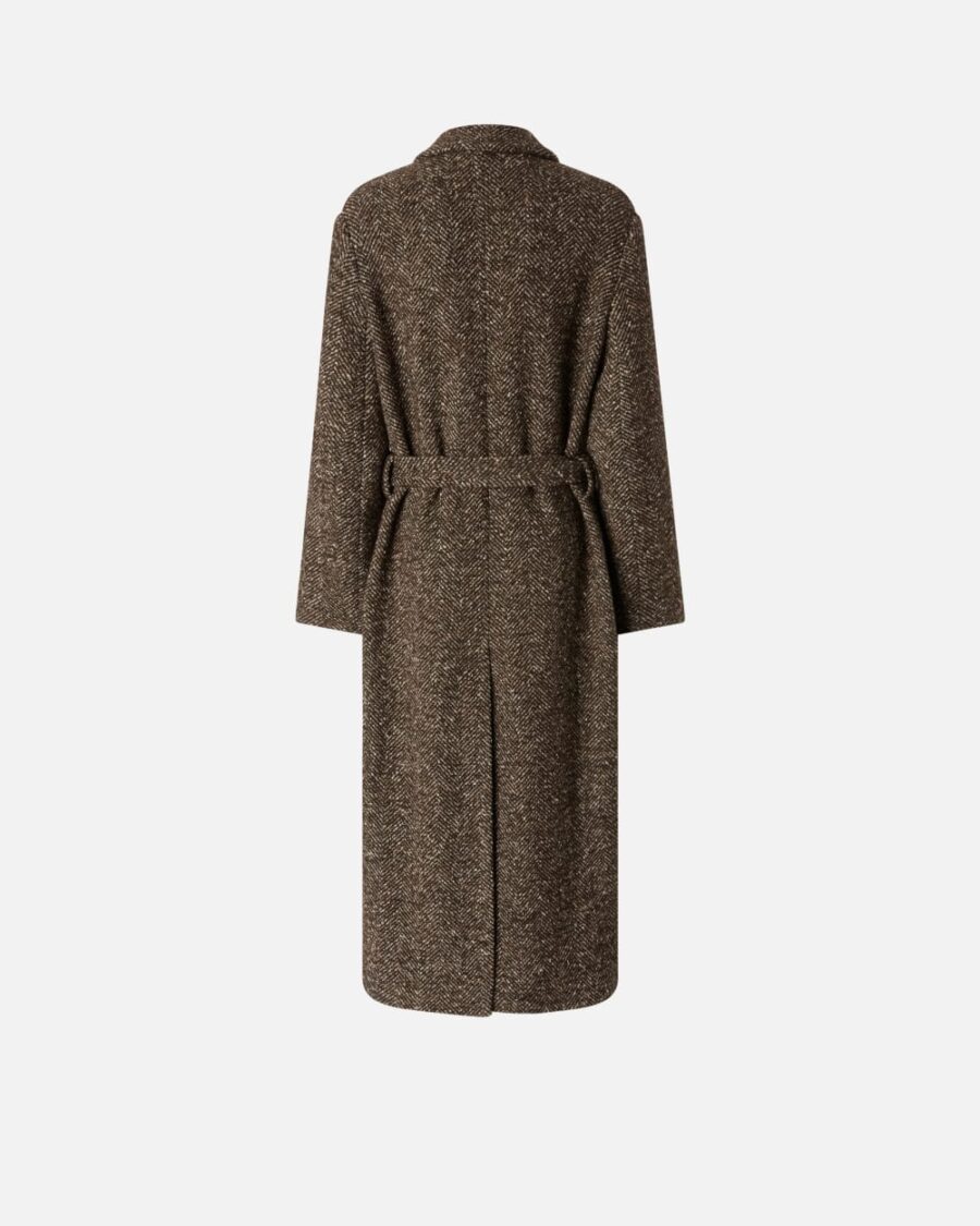 Cappotto lungo disegno resca con cintura - immagine 2