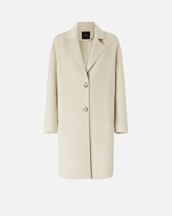 Cappotto monopetto classico in panno beige