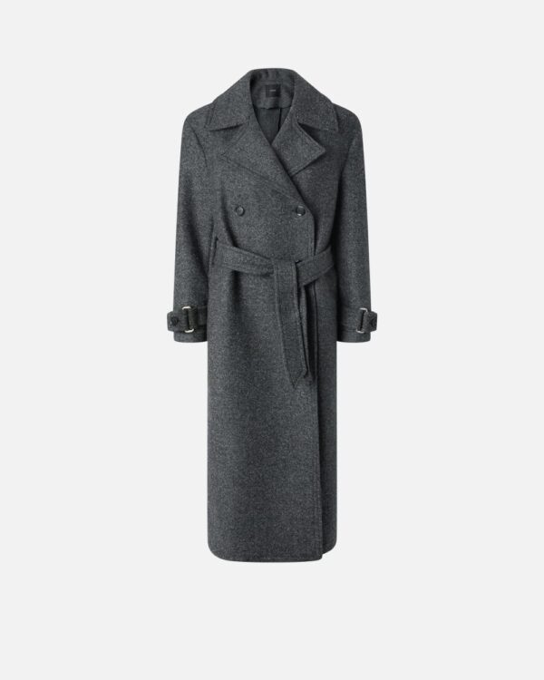 Cappotto stile trench con cintura grigio  e  peltro