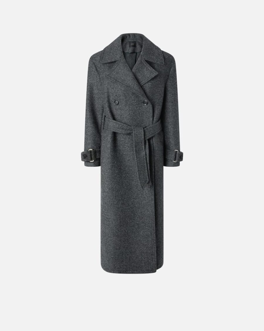 Cappotto stile trench con cintura grigio  e  peltro